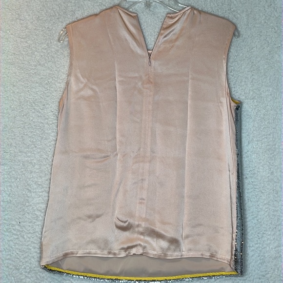 NWOT  Diane von Furstenberg Womens Sparkle Silver Top Blouse Shirt S SMALL - Picture 7 of 7